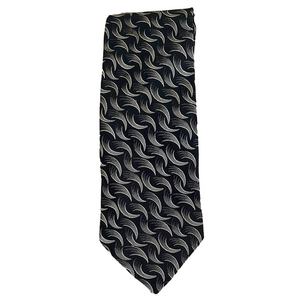 Bugatti Black and Silver Patterned Silk Tie